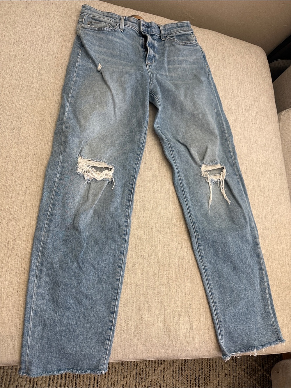 Joe's Jeans The Niki Boyfriend Light Blue Distressed Straight Leg Jeans